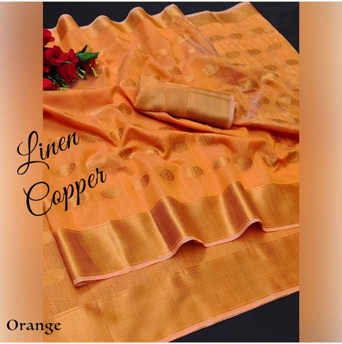 Aab Copper Linen Fancy Wholesale Non catalog Sarees Catalog